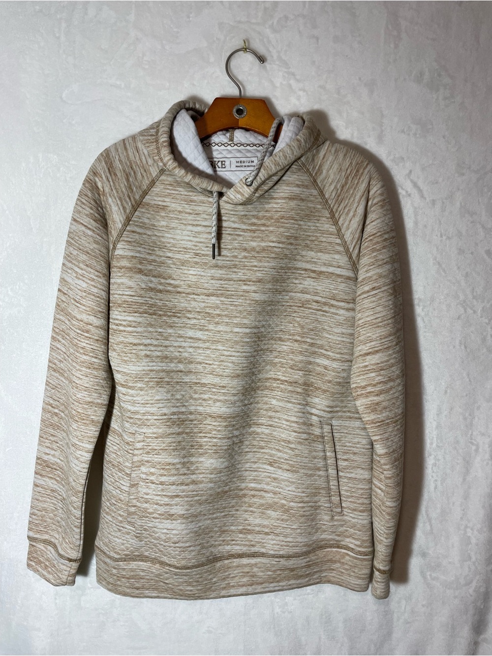 BKE Men's Heathered Tan Crewneck Hoodie Sweater